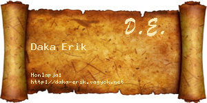 Daka Erik névjegykártya